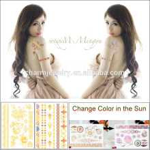 New Chegou Creative Tattoo Adesivo Gold Change Cor sob o sol para adultos BS-8023